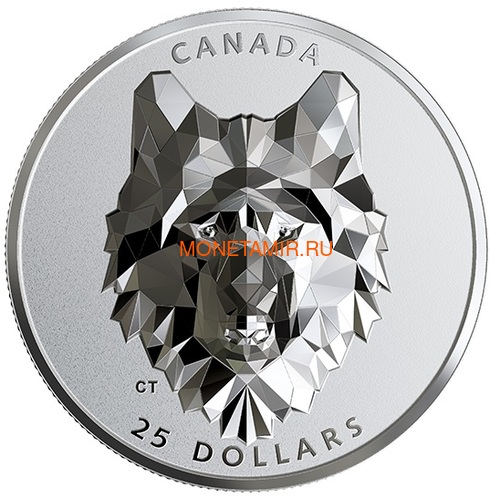 Канада 25 долларов 2019 Волк Многогранная Голова (Canada 25$ 2019 Wolf Multifaceted Animal Head 1 oz Silver Coin).Арт.65 (фото)