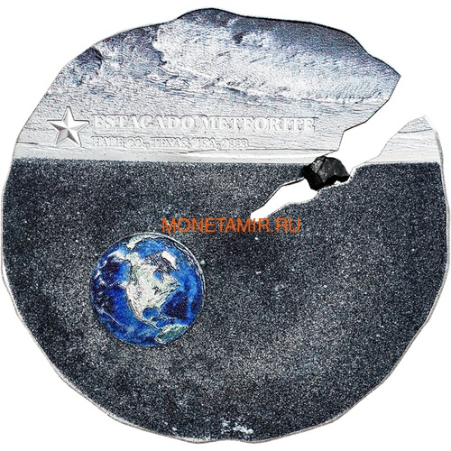 Острова Кука 2 доллара 2019 Метеорит Эстакадо (Cook Isl 2$ 2019 Meteorite Estacado &#189; Oz Titanium Silver).Арт.65 (фото)