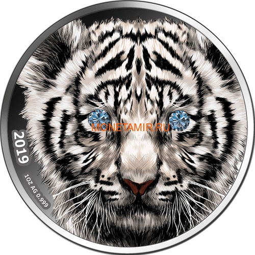 Камерун 1000 франков 2019 Тигр Бриллиант (Cameroon 1000 Francs 2019 Diamond Black Panther 1Oz Silver Coin).Арт.65 (фото)