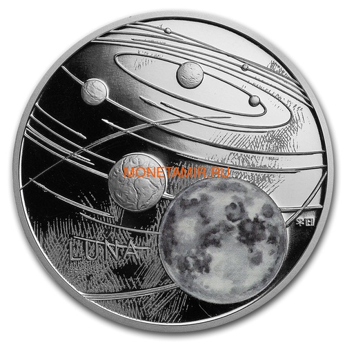  1  2019    (Niue 1$ 2019 Solar System Moon 1Oz Silver Coin)..CZ/67 ()