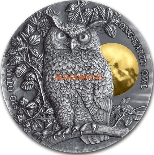  5  2019   (Niue 5$ 2019 Long Eared Owl Asio Otus 2 oz Silver Coin)..65 ()