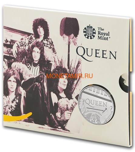 Великобритания 5 фунтов 2020 Куин Легенды Музыки (GB 5&#163; 2020 Queen Music Legends Brilliant Uncirculated Coin) Блистер.Арт.65 (фото)