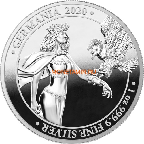 Германия 5 марок 2020 Германия Орел (Germania 5 Mark 2020 Gemania 1oz Silver Coin).Арт.75 (фото)