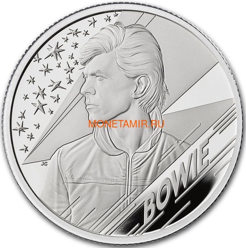 Великобритания 1 фунт 2020 Дэвид Боуи Легенды Музыки ( GB 1&#163; 2020 David Bowie Music Legends Half oz Silver Proof Coin ).Арт.92E (фото)