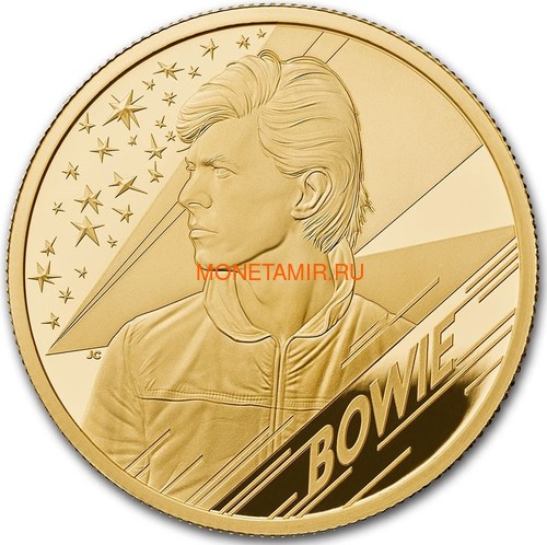 Великобритания 25 фунтов 2020 Дэвид Боуи Легенды Музыки ( GB 25&#163; 2020 David Bowie Music Legends Quarter-Ounce Gold Proof Coin ).Арт.92E (фото)