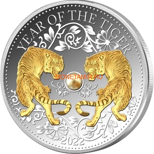  10  2022      ( Fiji 10$ 2022 Lunar Tiger Pearl 1 oz Silver Coin )..92 ()
