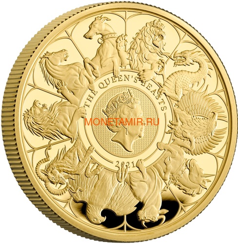 Великобритания 100 фунтов 2021 Звери Королевы (GB 100&#163; 2021 Queen's Beast 1oz Gold Proof Coin).Арт.92 (фото)