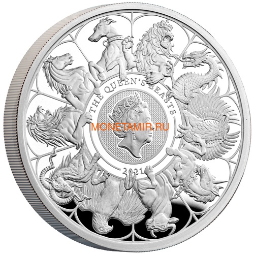 Великобритания 2 фунта 2021 Звери Королевы (GB 2&#163; 2021 Queen's Beast 1oz Silver Proof Coin).Арт.92 (фото)