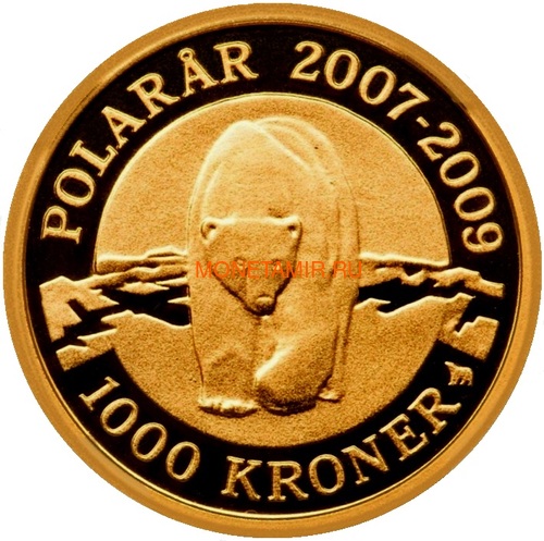  1000  2007      (Denmark 1000 Kroner 2007 International Polar Year Polar Bear Gold Coin)..30498K0,55G/E92 ()
