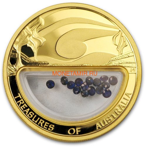  100  2007     (Australia 100$ 2007 Treasures of Australia Sapphires 1oz Gold Proof Coin)..K3,5G ()