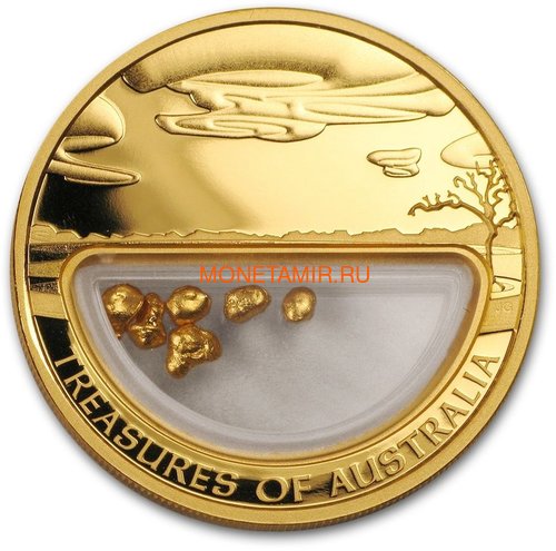  100  2010     (Australia 100$ 2010 Treasures of Australia Gold 1oz Gold Proof Coin)..K3,5G ()
