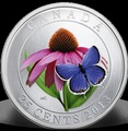 Канада 25 центов 2013. Эхинацея пурпурная и бабочка