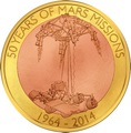 Самоа 1 доллар 2014.50 лет миссии на Марс.Космос.Летающая монета.(50 Years of Mars Mission).Арт.60