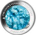   25  2018   250   (Solomon Isl 25$ 2018 250Y James Cooks Ship Endeavour Commissioning Mother of Pearl Silver Coin Proof)..60