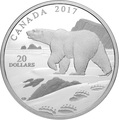 Канада 20 долларов 2017 Полярный медведь (Canada 20$ 2017 Paw Prints on the Edge Polar Bear).Арт.000463154463/60