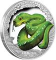 Тувалу 1 доллар 2018 Зеленый Питон Замечательные Рептилии (Tuvalu 1$ 2018 Green Tree Python Remarkable Reptiles 1 oz Silver Coin).Арт.60