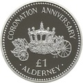 Олдерни 1 фунт 1993 Коронация Карета (Alderney 1 pound 1993 Coronation Silver Coin).Арт.60