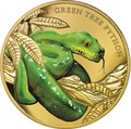 Ниуэ 100 долларов 2019 Зеленый Питон Замечательные Рептилии (Niue 100$ 2019 Remarkable Reptile Green Tree Python 1Oz Gold Proof).Арт.63