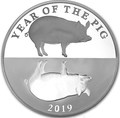 Токелау 5 долларов 2019 Год Свиньи (Tokelau 5$ 2019 Year of the Pig 1oz Silver Proof).Арт.63