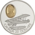 Канада 20 долларов 1992 Кертисс JN-4 Канук Сэр Франк В.Байли Авиация (Canada 20$ 1992 Aviation Series Curtiss JN-4 Canuck Sir Frank Wilton Baillie 1oz Silver Coin).Арт.68