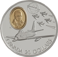 Канада 20 долларов 1997 Канадиар F-86 Сэйбр Фернанд Вильнев Авиация (Canada 20$ 1997 Canadair F-86 Sabre Fernand Villeneuve Aviation Series 1oz Silver Coin).Арт.68