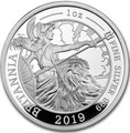 Великобритания 2 фунта 2019 Британия (GB 2&#163; 2019 Britannia 1 Oz Silver Coin).Арт.67