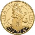 Великобритания 25 фунтов 2020 Белый Лев Мортимера серия Звери Королевы (GB 25&#163; 2020 Queen's Beast White Lion of Mortimer Quarter-Ounce Gold Coin).Арт.65