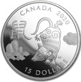 Канада 15 долларов 2020 Год Крысы Лунный Календарь (Canada 15$ 2020 Year of the Rat Lunar 1oz Silver Coin Proof).Арт.000450657573/65