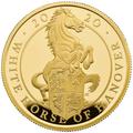 Великобритания 100 фунтов 2020 Белая Ганноверская Лошадь серия Звери Королевы (GB 100&#163; 2020 Queen's Beast White Horse of Hanover Gold Coin).Арт.65