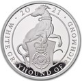 Великобритания 2 фунта 2021 Белая Борзая Ричмонда серия Звери Королевы (GB 2&#163; 2021 Queen's Beast White Greyhound of Richmond 1oz Silver Proof Coin).Арт.90