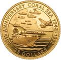   25  1992      (Solomon Isl 25$ 1992 50th Anniversary of the Battle of the Coral Sea 0,25oz Gold Coin PCGC PR69DCAM)..K1,8G/92