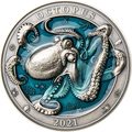 Барбадос 5 долларов 2021 Осьминог Подводный Мир ( Barbados 5$ 2021 Octopus Underwater World 3oz Silver Coin ).Арт.92