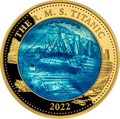 Соломоновы Острова 100 долларов 2022 Титаник Перламутр (Solomon Isl 100$ 2022 RMS Titanic Mother of Pearl 5oz Gold Coin Proof).Арт.92