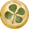 Палау 1 доллар 2021 Клевер На Удачу (Palau 1$ 2021 Good Luck 4-leaf Clover Gold Coin).Арт.92