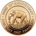  2500  1987  (Thailand 2500 Baht 1987 WWF Asian Elephant Gold Coin)..003715837682K1,25G/E92