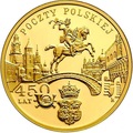 Польша 200 злотых 2008 450 лет Почтовой Службе (Poland 200Zl 2008 450 Years of the Polish Postal Service Gold Coin).Арт.30497K1G/E92