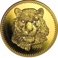  1000  1999    (Mongolia 1000 Tugrik 1999 Tiger Diamond Eyes Gold Coin)..33615K0,6G/92