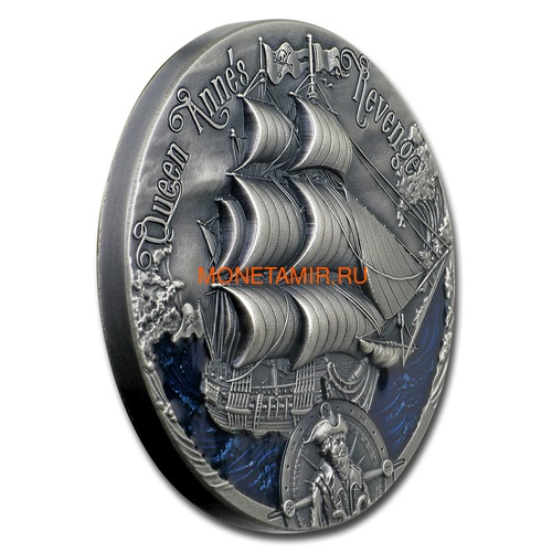  2000  2019           (Cameroon 2000 Francs 2019 Revenge Queen Anne's Blackbeard's Ship 2 oz Silver Coins)..67 (,  1)