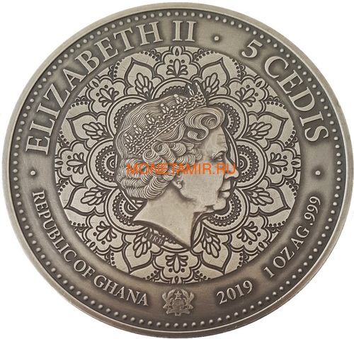  35  2019        3  (Ghana 3x5 Cedis 2019 Treasures of the Deep Sea Ship Anchor Octopus Pearls Silver Coin Set)..002261357240/65 (,  5)
