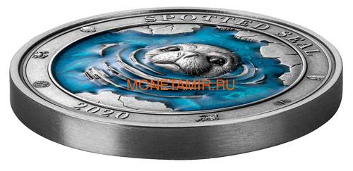  5  2020     (Barbados 5$ 2020 Spotted Seal Underwater World 3oz Silver)..65 (,  1)