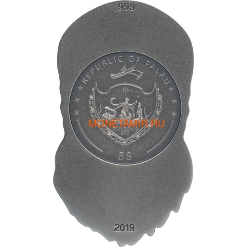  5  2019   (Palau 5$ 2019 Biker Skull 1 oz Silver Coin)..65 (,  2)
