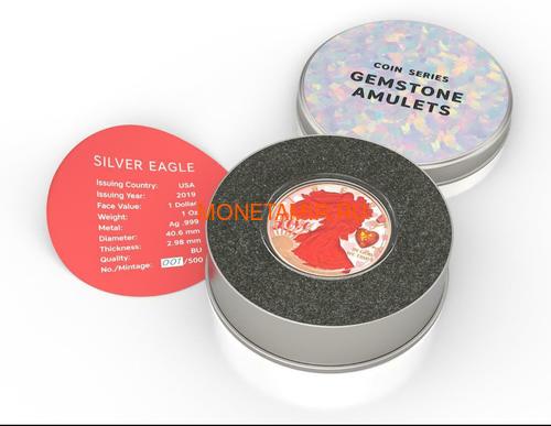    1  2019     (2019 USA 1$ Liberty Opal Heart Amulet 1oz Silver Coin)..65 (,  4)