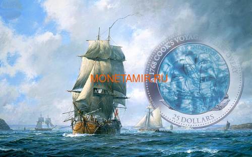   25  2018   250   (Solomon Isl 25$ 2018 250Y James Cooks Ship Endeavour Commissioning Mother of Pearl Silver Coin Proof)..60 (,  5)