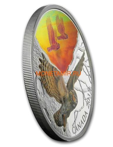  30  2019         (Canada 30$ 2019 Majestic Birds in Motion Great Horned Owls 2 oz Silver Hologram Coin)..65 (,  2)
