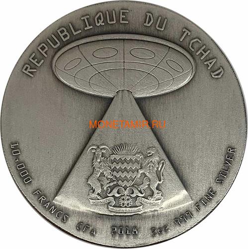  10000  2018     (Chad 10000 Francs 2018 Alien Invasion Swarovski UFO 2oz Silver Coin)..001069457845/65 (,  2)