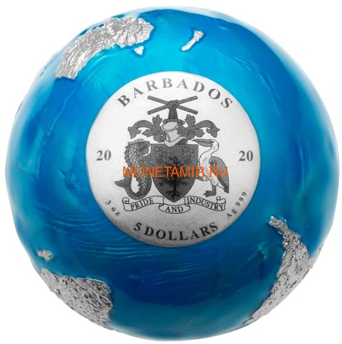  5  2020       (Barbados 5$ 2020 Blue Marble Planet Earth 3oz Silver Coin Spherical)..94 (,  1)