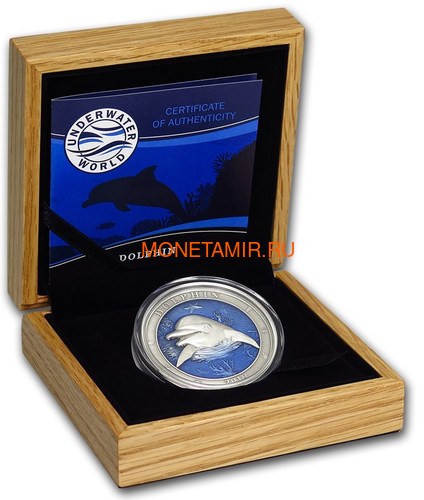  5  2019    (Barbados 5$ 2019 Dolphin Underwater World 3oz Silver)..69 (,  3)