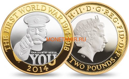  2  2014 100       (UK &#163;2 2014 First World War Outbreak Kitchener Silver Proof Coin)..000244248558\60 (,  1)
