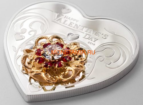   5  2014     (Cook Isl 5$ 2014 Happy Valentines Day Swarovski Silver Coin)..85 (,  1)