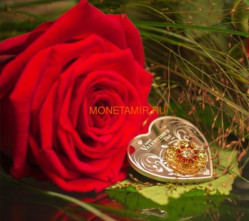  5  2014     (Cook Isl 5$ 2014 Happy Valentines Day Swarovski Silver Coin)..85 (,  5)